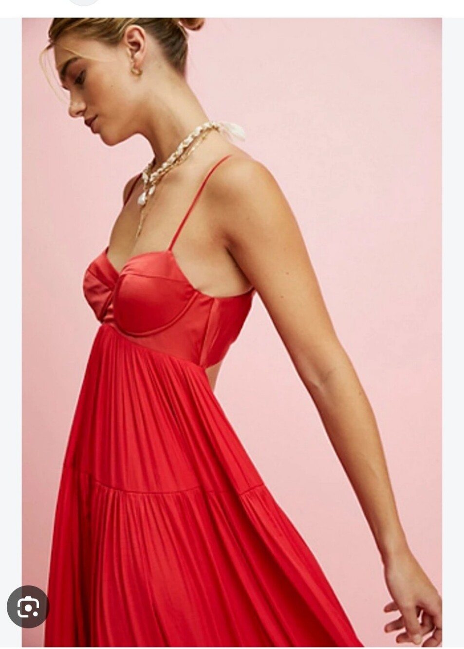 Free People Freya Red Maxi Dress - Elegant Spaghetti Strap Gown Size Large - Picture 3 of 16